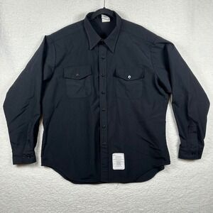 DSCP Quarterdeck Collection Men Black Wool Blend Military Shirt 19x38 Long Sleev